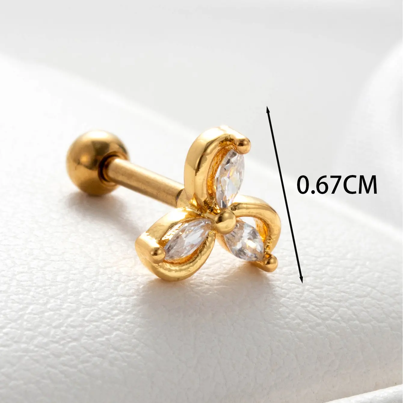 1 Piece Simple Series  Copper 18K Gold Plated Zircon Women's Stud Earrings h5 